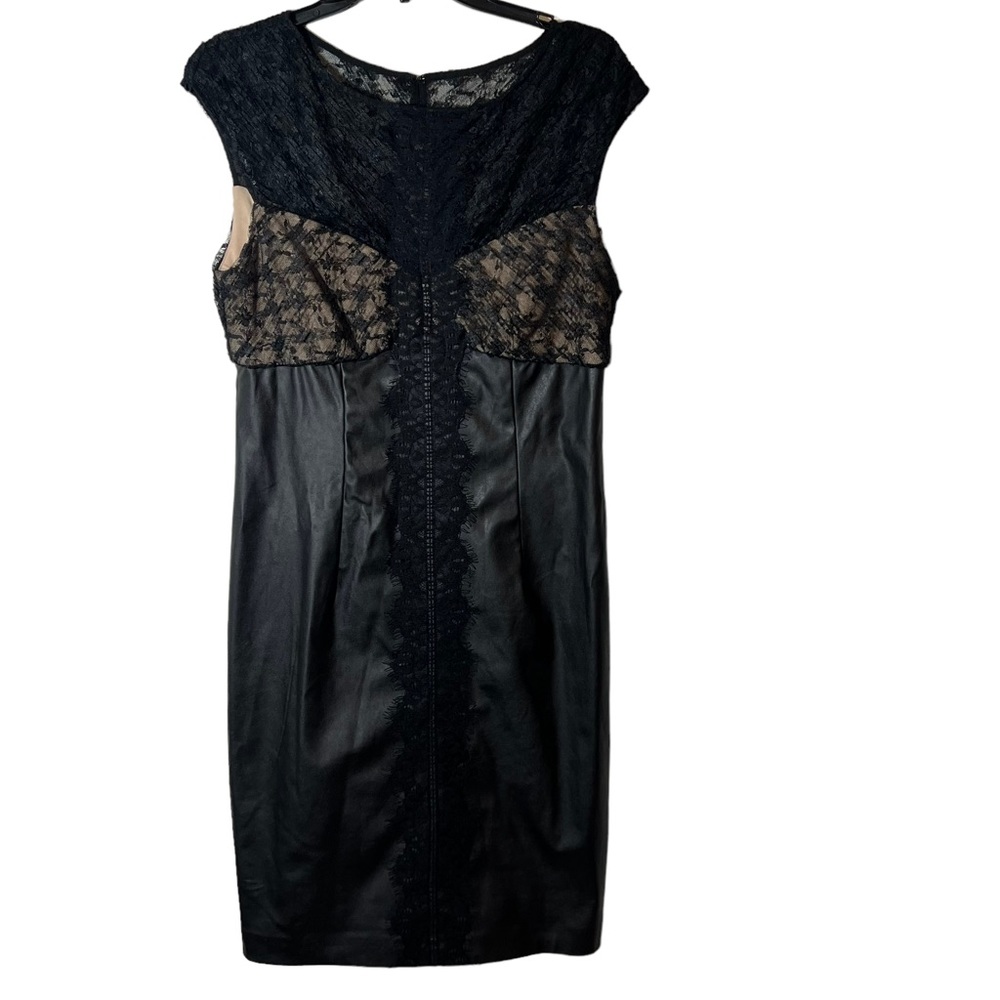 Ivy & Blu by Maggie Boutique Faux Leather and Lace BodyCon Dress